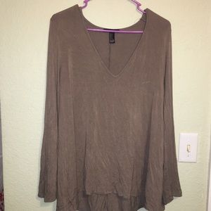 Forever 21 Size M Brown Bell Sleeve Top